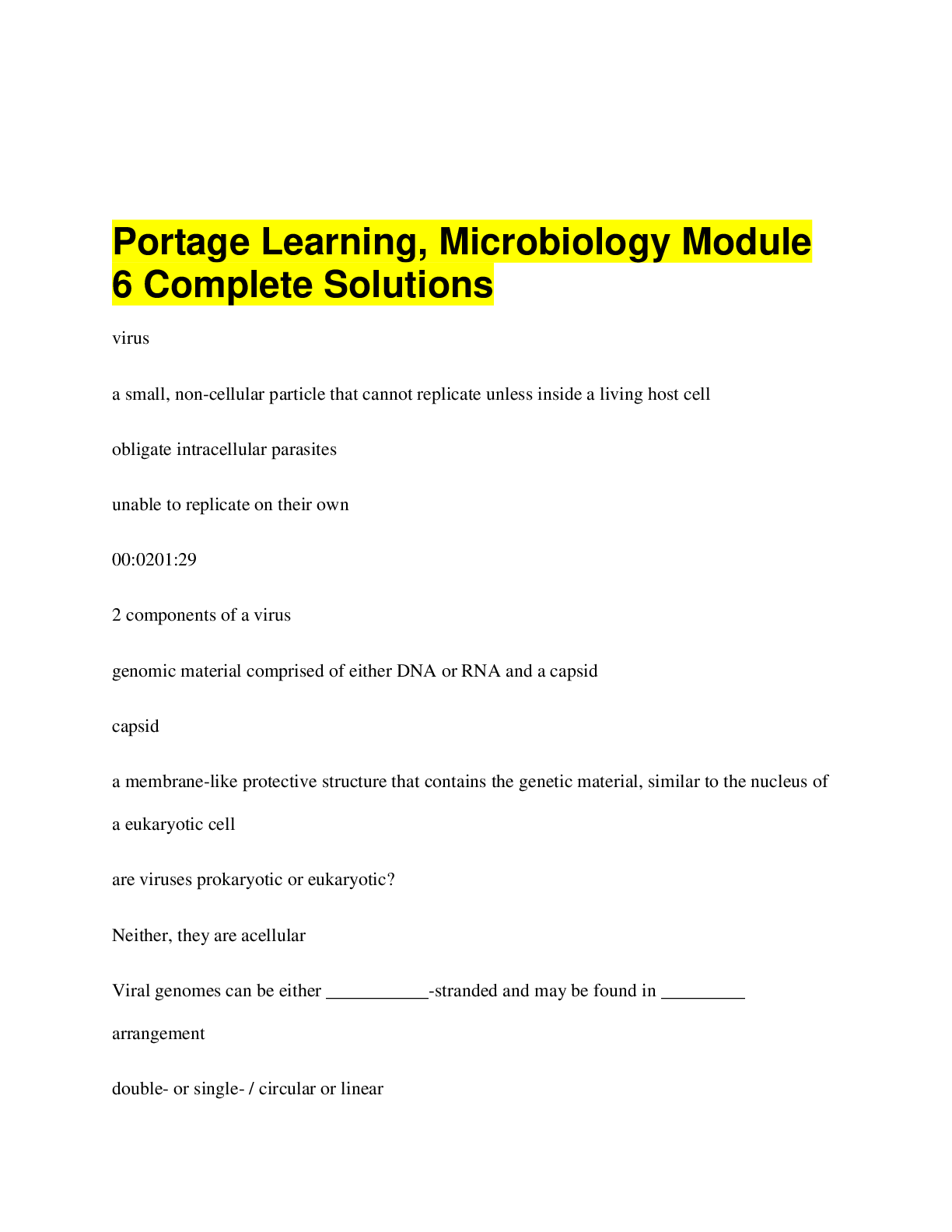 Preview image for Portage Learning, Microbiology Module  6 Complete Solutions